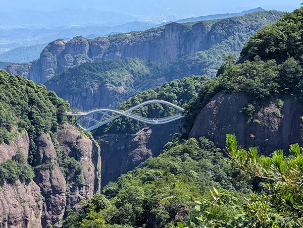 The ribbon-shaped Ruyi Bridge spanning a gorge at Shenxianju