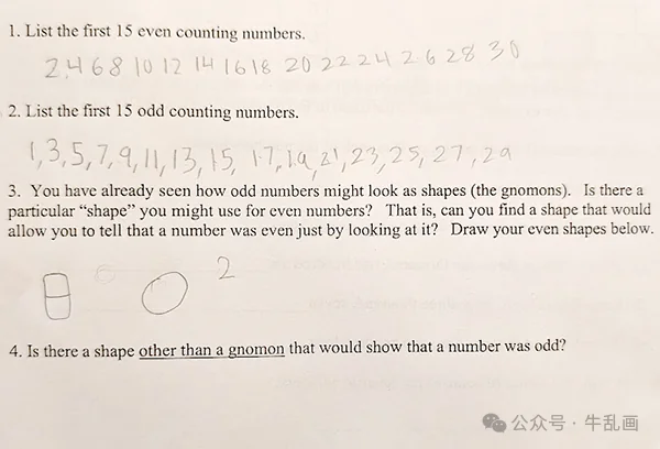 The homework: even and odd numbers as shapes, gnomons, and what shape proves a number is odd