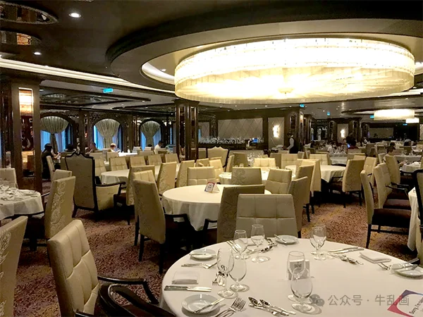 The champagne-toned My Time main dining room