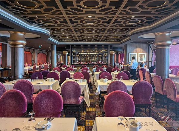 The rose-red Silk main dining room