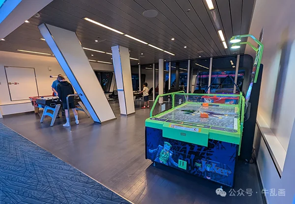 Air hockey and game tables in the arcade corner