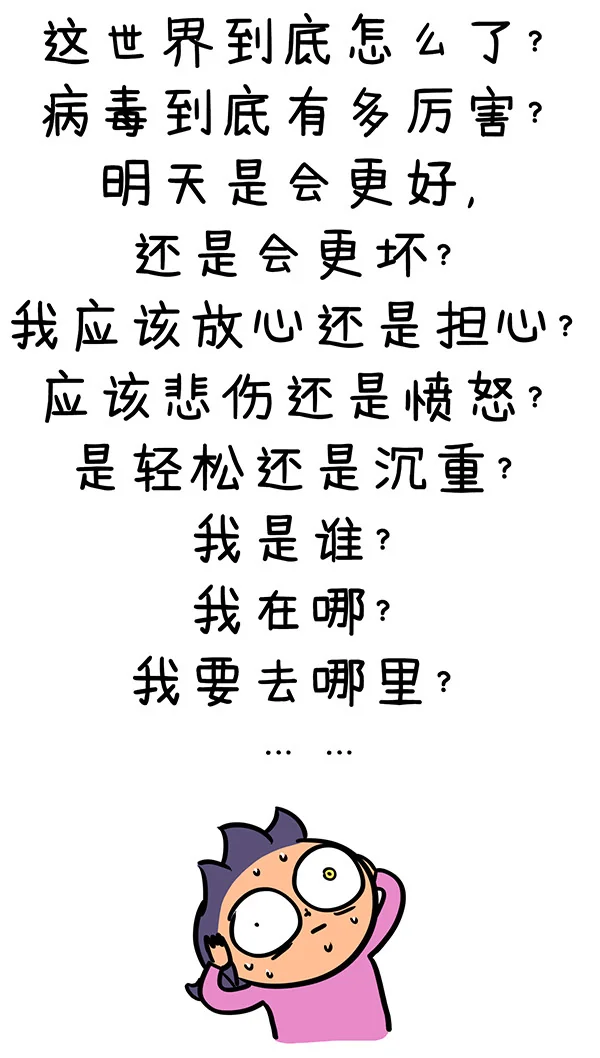 Messycow sweats under a wall of questions: who am I, where am I, where am I going?